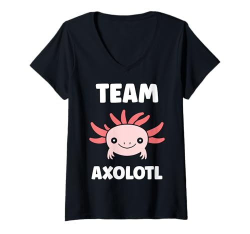 Damen Small animals axolotl funny minimalist simple team axolotl T-Shirt mit V-Ausschnitt Damen Small animals axolotl funny minimalist simple team axolotl T-Shirt mit V-Ausschnitt von Humor animals axolotl simple axolotl