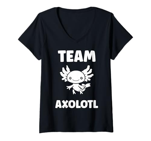 Damen Small animals axolotl funny minimalist simple team axolotl T-Shirt mit V-Ausschnitt Damen Small animals axolotl funny minimalist simple team axolotl T-Shirt mit V-Ausschnitt von Humor animals axolotl simple axolotl