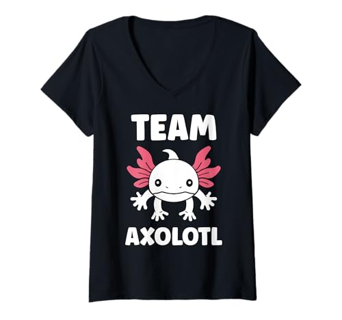 Damen Small animals axolotl funny minimalist simple team axolotl T-Shirt mit V-Ausschnitt Damen Small animals axolotl funny minimalist simple team axolotl T-Shirt mit V-Ausschnitt von Humor animals axolotl simple axolotl
