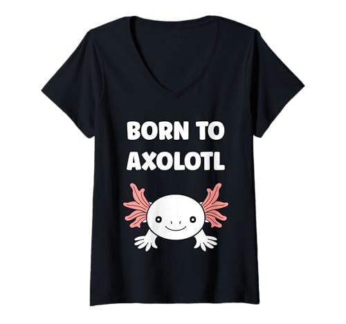 Damen Small animals axolotl funny simple born to axolotl T-Shirt mit V-Ausschnitt Damen Small animals axolotl funny simple born to axolotl T-Shirt mit V-Ausschnitt von Humor animals axolotl simple axolotl