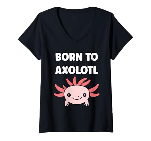 Damen Small animals axolotl funny simple born to axolotl T-Shirt mit V-Ausschnitt Damen Small animals axolotl funny simple born to axolotl T-Shirt mit V-Ausschnitt von Humor animals axolotl simple axolotl