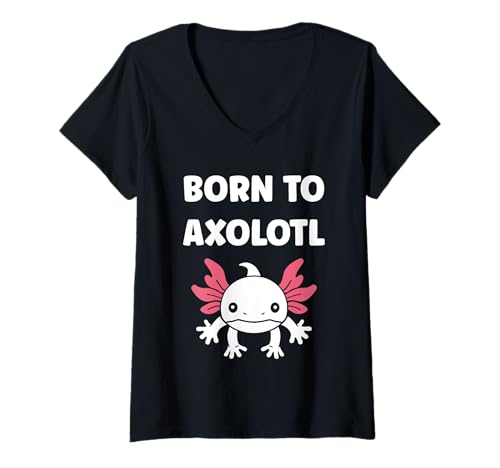 Damen Small animals axolotl funny simple born to axolotl T-Shirt mit V-Ausschnitt Damen Small animals axolotl funny simple born to axolotl T-Shirt mit V-Ausschnitt von Humor animals axolotl simple axolotl