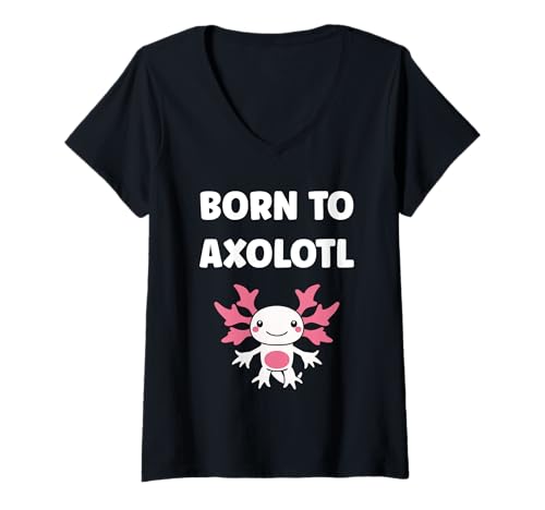 Damen Small animals axolotl funny simple born to axolotl T-Shirt mit V-Ausschnitt Damen Small animals axolotl funny simple born to axolotl T-Shirt mit V-Ausschnitt von Humor animals axolotl simple axolotl