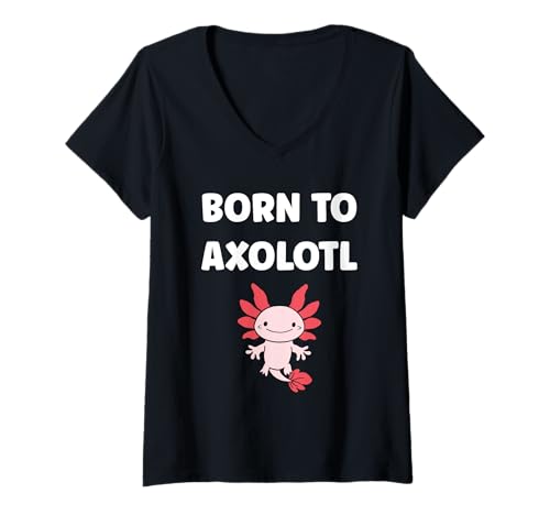 Damen Small animals axolotl funny simple born to axolotl T-Shirt mit V-Ausschnitt Damen Small animals axolotl funny simple born to axolotl T-Shirt mit V-Ausschnitt von Humor animals axolotl simple axolotl