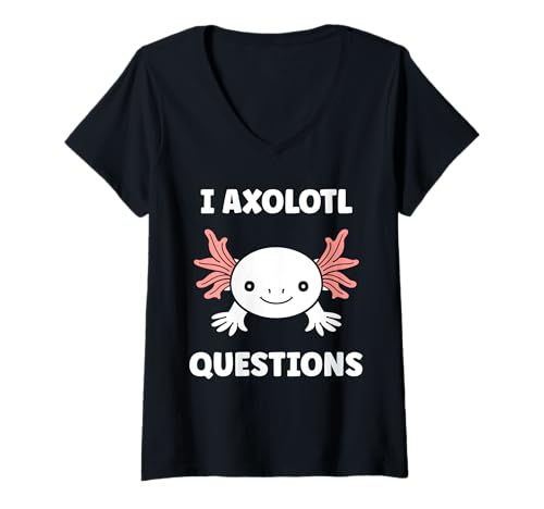 Damen Small animals axolotl funny simple questions axolotl T-Shirt mit V-Ausschnitt Damen Small animals axolotl funny simple questions axolotl T-Shirt mit V-Ausschnitt von Humor animals axolotl simple axolotl