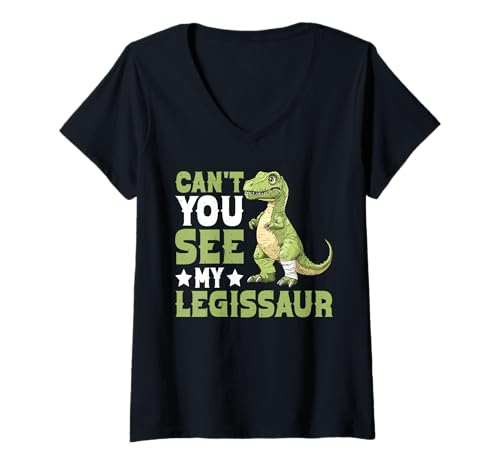 Damen Can't You See My Legissaur Erholung von Beinverletzungen - T-Shirt mit V-Ausschnitt Damen Can't You See My Legissaur Erholung von Beinverletzungen - T-Shirt mit V-Ausschnitt von Humor für Dinosaurierbeinverletzungen