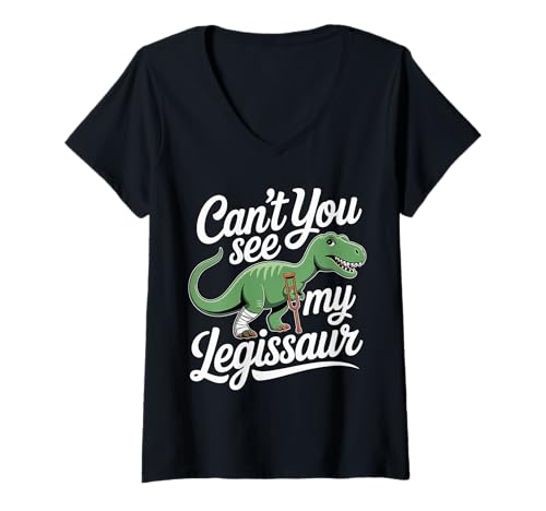 Damen Can't You See My Legissaur Leg Injury Recovery - T-Shirt mit V-Ausschnitt Damen Can't You See My Legissaur Leg Injury Recovery - T-Shirt mit V-Ausschnitt von Humor für Dinosaurierbeinverletzungen