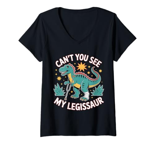 Damen Can't You See My Legissaur Leg Injury Recovery |- T-Shirt mit V-Ausschnitt Damen Can't You See My Legissaur Leg Injury Recovery |- T-Shirt mit V-Ausschnitt von Humor für Dinosaurierbeinverletzungen