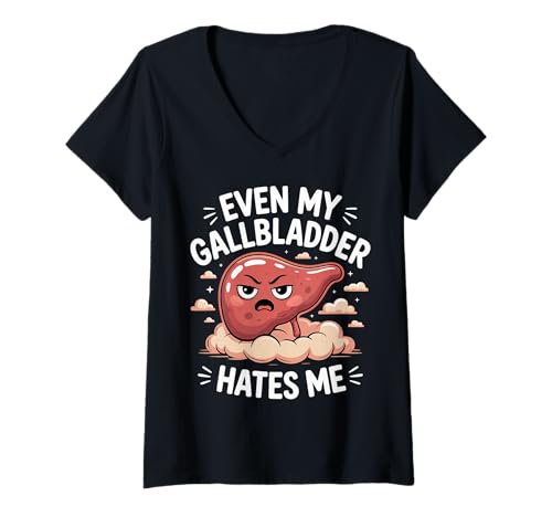 Damen Even My Gallbladder Hates Me Schmerzchirurgie Erholung - T-Shirt mit V-Ausschnitt Damen Even My Gallbladder Hates Me Schmerzchirurgie Erholung - T-Shirt mit V-Ausschnitt von Humor für Gallenblasenoperationen