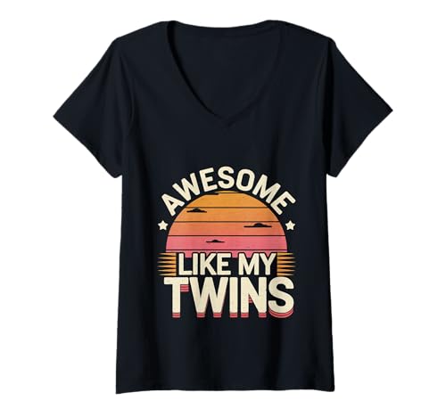 Damen Awesome Like My Twins Stolze Eltern ||- T-Shirt mit V-Ausschnitt Damen Awesome Like My Twins Stolze Eltern ||- T-Shirt mit V-Ausschnitt von Humor für die Eltern von Zwillingen