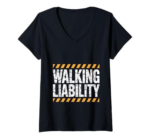 Damen Walking Liability Ungeschickte Gefahr T-Shirt mit V-Ausschnitt Damen Walking Liability Ungeschickte Gefahr T-Shirt mit V-Ausschnitt von Humor für sarkastische Unfallansicht