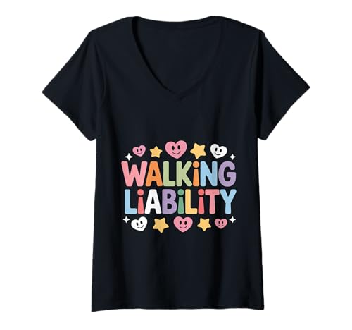 Damen Walking Liability Ungeschickte Gefahr |- T-Shirt mit V-Ausschnitt Damen Walking Liability Ungeschickte Gefahr |- T-Shirt mit V-Ausschnitt von Humor für sarkastische Unfallansicht