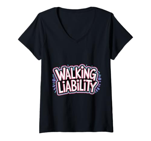 Damen Walking Liability Ungeschickte Gefahr |- T-Shirt mit V-Ausschnitt Damen Walking Liability Ungeschickte Gefahr |- T-Shirt mit V-Ausschnitt von Humor für sarkastische Unfallansicht