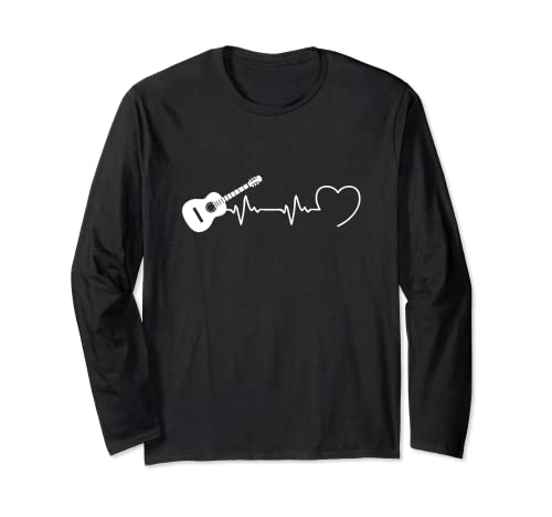 Herzschlag, Gitarre, Humor, Gitarren, Herren, Musik Langarmshirt von Humoristique Guitariste Humour Guitare Drole