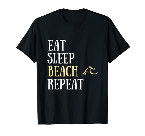 Eat Sleep Beach Vintage Humor Strand Herren Ozean lustig T-Shirt von Humoristique Plage Humour Vacances Homme