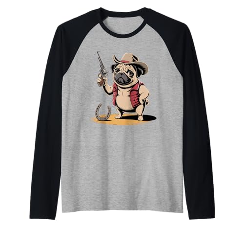 Lustiger Cowboy Mops Spruch Hund mit Pistole Western Humor Damen Herren Raglan Lustiger Cowboy Mops Spruch Hund mit Pistole Western Humor Damen Herren Raglan von Humorous Animal Meme Pet Joke Wild West Dog Comedy