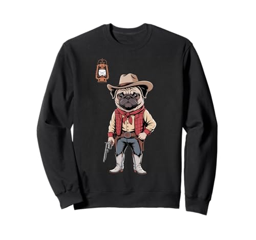 Lustiger Cowboy Mops Spruch Hund mit Pistole Western Humor Damen Herren Sweatshirt Lustiger Cowboy Mops Spruch Hund mit Pistole Western Humor Damen Herren Sweatshirt von Humorous Animal Meme Pet Joke Wild West Dog Comedy