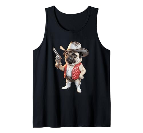 Lustiger Cowboy Mops Spruch Hund mit Pistole Western Humor Damen Herren Tank Top Lustiger Cowboy Mops Spruch Hund mit Pistole Western Humor Damen Herren Tank Top von Humorous Animal Meme Pet Joke Wild West Dog Comedy