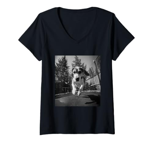 Damen Lustige Beagle-Jumping on a Trampolin Dog Lover Grafik T-Shirt mit V-Ausschnitt Damen Lustige Beagle-Jumping on a Trampolin Dog Lover Grafik T-Shirt mit V-Ausschnitt von Humorous Backyard Animals Wildlife Clothing