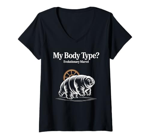 Damen Lustiges Sprichwort Mein Körpertyp Evolutionary Marvel Witz Damen Herren T-Shirt mit V-Ausschnitt Damen Lustiges Sprichwort Mein Körpertyp Evolutionary Marvel Witz Damen Herren T-Shirt mit V-Ausschnitt von Humorous Camping Tailgate Dad Chill Vibes Grandpa