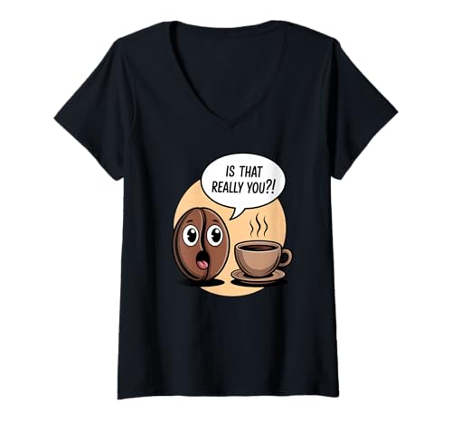Damen Lustiges Kaffeebohnen-Zitat Kaffee Humor T-Shirt mit V-Ausschnitt Damen Lustiges Kaffeebohnen-Zitat Kaffee Humor T-Shirt mit V-Ausschnitt von Humorous Coffee Saying Coffee Bean Cartoon