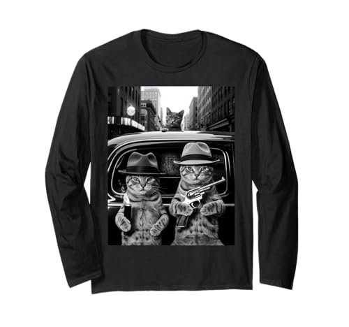 Lustig Gangster Katze Spruch Mafia Mobster Noir Humor Frauen Männer Langarmshirt Lustig Gangster Katze Spruch Mafia Mobster Noir Humor Frauen Männer Langarmshirt von Humorous Feline Crime Boss Joke Retro Vintage Meme