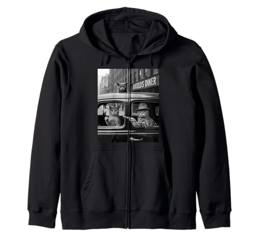 Lustiger Gangster Katze Spruch Mafia Mobster Noir Humor Women Me Kapuzenjacke Lustiger Gangster Katze Spruch Mafia Mobster Noir Humor Women Me Kapuzenjacke von Humorous Feline Crime Boss Joke Retro Vintage Meme