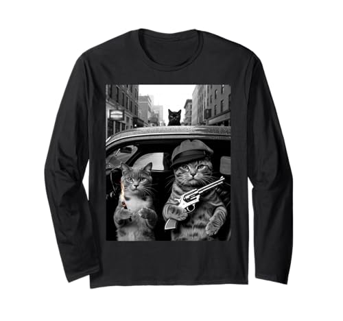 Lustiger Gangster Katze Spruch Mafia Mobster Noir Humor Women Me Langarmshirt Lustiger Gangster Katze Spruch Mafia Mobster Noir Humor Women Me Langarmshirt von Humorous Feline Crime Boss Joke Retro Vintage Meme