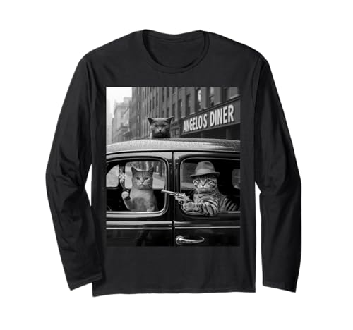 Lustiger Gangster Katze Spruch Mafia Mobster Noir Humor Women Me Langarmshirt Lustiger Gangster Katze Spruch Mafia Mobster Noir Humor Women Me Langarmshirt von Humorous Feline Crime Boss Joke Retro Vintage Meme