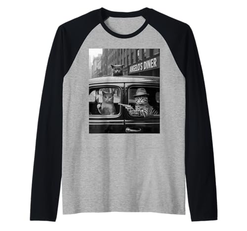 Lustiger Gangster Katze Spruch Mafia Mobster Noir Humor Women Me Raglan Lustiger Gangster Katze Spruch Mafia Mobster Noir Humor Women Me Raglan von Humorous Feline Crime Boss Joke Retro Vintage Meme
