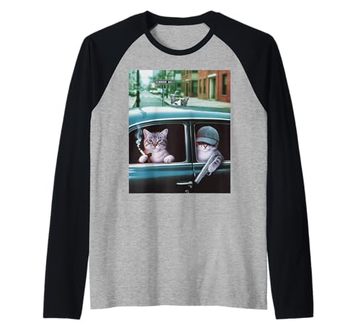 Lustiger Gangster Katze Spruch Mafia Mobster Noir Humor Women Me Raglan Lustiger Gangster Katze Spruch Mafia Mobster Noir Humor Women Me Raglan von Humorous Feline Crime Boss Joke Retro Vintage Meme