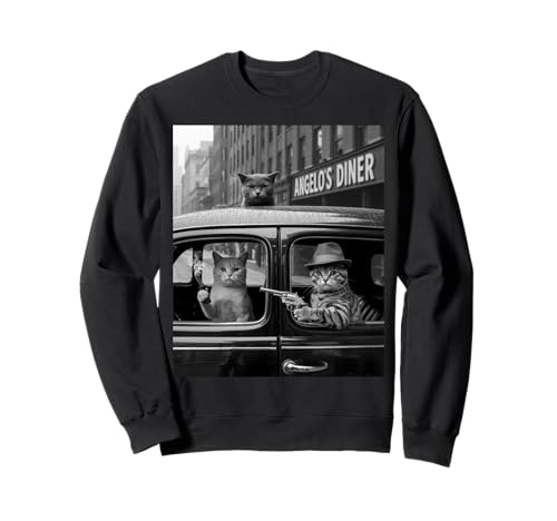 Lustiger Gangster Katze Spruch Mafia Mobster Noir Humor Women Me Sweatshirt Lustiger Gangster Katze Spruch Mafia Mobster Noir Humor Women Me Sweatshirt von Humorous Feline Crime Boss Joke Retro Vintage Meme