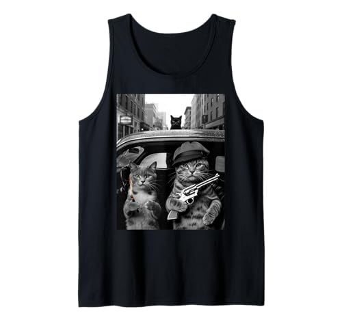 Lustiger Gangster Katze Spruch Mafia Mobster Noir Humor Women Me Tank Top Lustiger Gangster Katze Spruch Mafia Mobster Noir Humor Women Me Tank Top von Humorous Feline Crime Boss Joke Retro Vintage Meme