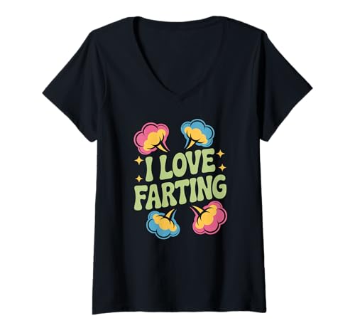 Damen Ich Liebe Furzen Lustiges grafisches Statement T-Shirt mit V-Ausschnitt Damen Ich Liebe Furzen Lustiges grafisches Statement T-Shirt mit V-Ausschnitt von Humorous Flatulence Enthusiast Design