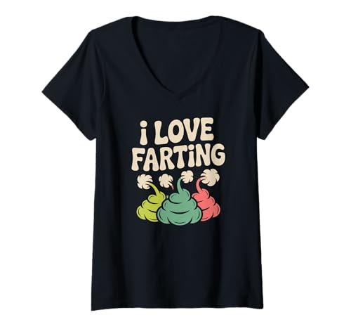 Damen I Love Farting Buntes Humor-Design T-Shirt mit V-Ausschnitt Damen I Love Farting Buntes Humor-Design T-Shirt mit V-Ausschnitt von Humorous Flatulence Enthusiast Vibes
