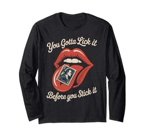Lustiger Spruch Lick It Before You Stick It Witz Damen Herren Langarmshirt Lustiger Spruch Lick It Before You Stick It Witz Damen Herren Langarmshirt von Humorous Flirty Lips Stamp Sarcasm Retro Vibe