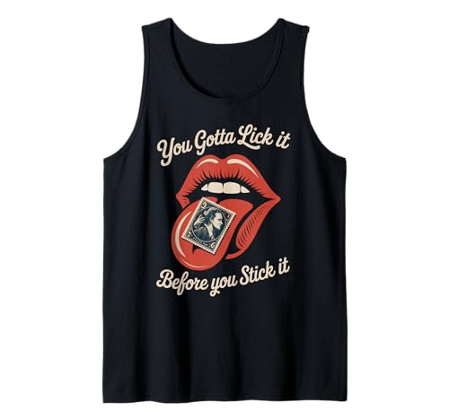 Lustiger Spruch Lick It Before You Stick It Witz Damen Herren Tank Top von Humorous Flirty Lips Stamp Sarcasm Retro Vibe