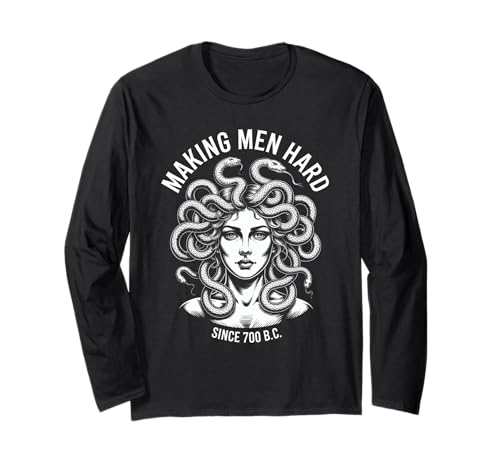 Lustiger Medusa-Spruch Making Men Hard Greek Myth Adult Humor Langarmshirt Lustiger Medusa-Spruch Making Men Hard Greek Myth Adult Humor Langarmshirt von Humorous Mythology Joke Snake Hair Monster Meme