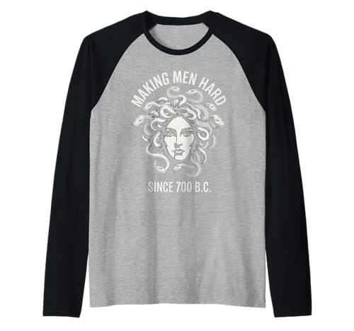 Lustiger Medusa-Spruch Making Men Hard Greek Myth Adult Humor Raglan Lustiger Medusa-Spruch Making Men Hard Greek Myth Adult Humor Raglan von Humorous Mythology Joke Snake Hair Monster Meme