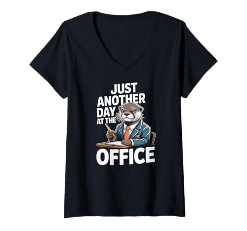 Damen Nur EIN weiterer Tag im Büro Otter Fun T-Shirt mit V-Ausschnitt Damen Nur EIN weiterer Tag im Büro Otter Fun T-Shirt mit V-Ausschnitt von Humorous Otter Boss Office Attire