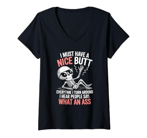 Damen Lustiger Spruch What An Turn Around Witz Skelett Frauen Männer T-Shirt mit V-Ausschnitt Damen Lustiger Spruch What An Turn Around Witz Skelett Frauen Männer T-Shirt mit V-Ausschnitt von Humorous Sarcasm Bones Attitude Vibe Mom Dad Joke