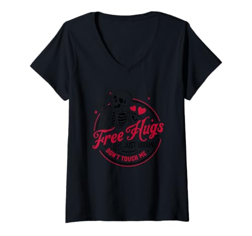 Damen Free Hugs Don't Touch Me Lustiges Zitat T-Shirt mit V-Ausschnitt Damen Free Hugs Don't Touch Me Lustiges Zitat T-Shirt mit V-Ausschnitt von Humorous Statements Introvert Humor