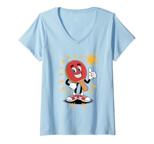 Damen Tischtennis Cartoon Lustig Tischtennis T-Shirt mit V-Ausschnitt Damen Tischtennis Cartoon Lustig Tischtennis T-Shirt mit V-Ausschnitt von Humorous Table Tennis Comic