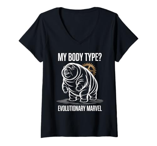 Damen Lustiges Sprichwort Mein Körpertyp Evolutionary Marvel Witz Damen Herren T-Shirt mit V-Ausschnitt Damen Lustiges Sprichwort Mein Körpertyp Evolutionary Marvel Witz Damen Herren T-Shirt mit V-Ausschnitt von Humorous Tardigrade Science Nerd Biology Joke