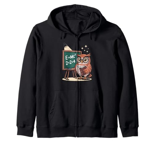 Lustiger Spruch E Equals MC Squared Owl Genius Witz Damen Herren Kapuzenjacke von Humorous Teacher Nerd Classroom Math Science