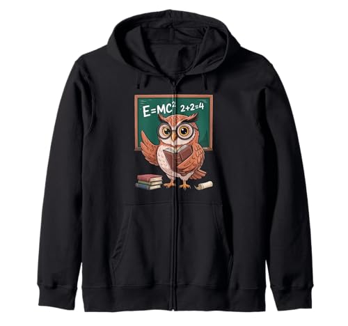 Lustiger Spruch E Equals MC Squared Owl Genius Witz Damen Herren Kapuzenjacke von Humorous Teacher Nerd Classroom Math Science