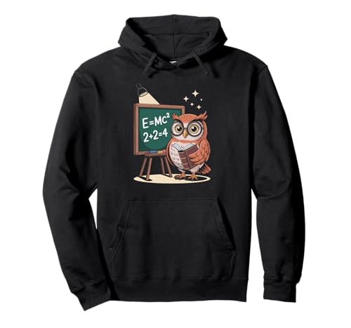 Lustiger Spruch E Equals MC Squared Owl Genius Witz Damen Herren Pullover Hoodie von Humorous Teacher Nerd Classroom Math Science