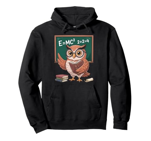 Lustiger Spruch E Equals MC Squared Owl Genius Witz Damen Herren Pullover Hoodie von Humorous Teacher Nerd Classroom Math Science