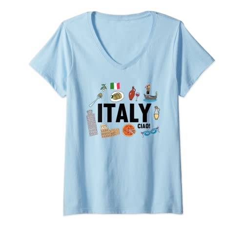Damen Italienisches Erinnerungsstück von Italien T-Shirt mit V-Ausschnitt von Humorous Vatican City Cultures Cultural Foods Fan