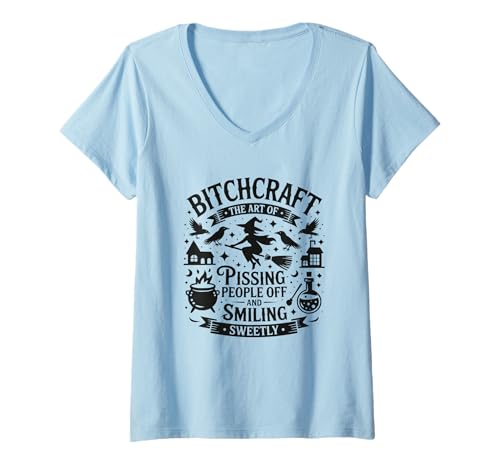 Damen Bitchcraft Die Kunst, Leute zu verärgern T-Shirt mit V-Ausschnitt Damen Bitchcraft Die Kunst, Leute zu verärgern T-Shirt mit V-Ausschnitt von Humorous Witchcraft Magic Fun Design
